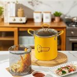 2L Multifunctional Heat-resistant Deep Fryer Strainer Basket with Anti-scalding Silicone Handle